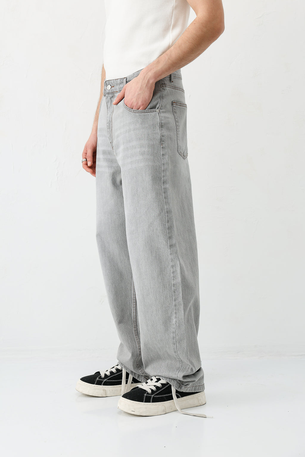 Super Baggy Fit Jean Buz Gri