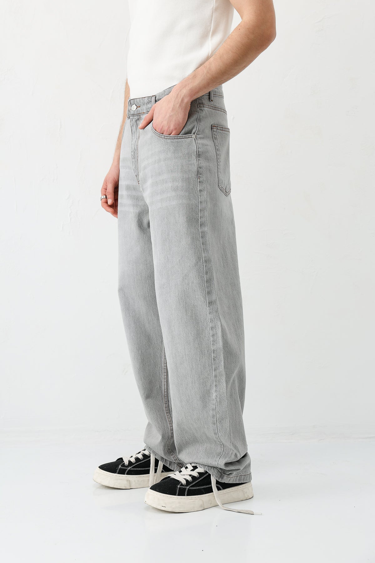 Super Baggy Fit Jean Buz Gri