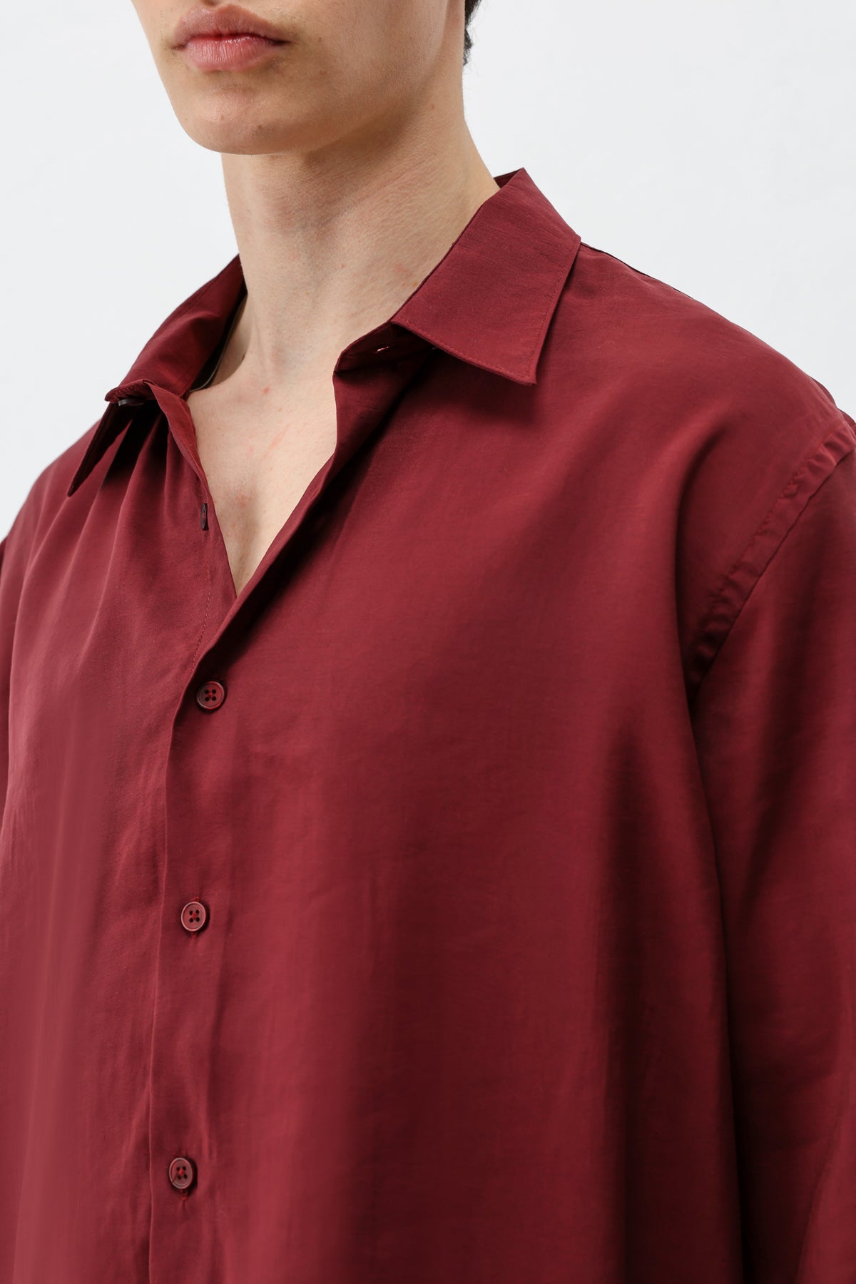 Modal Kumaş Oversize Gömlek Bordo