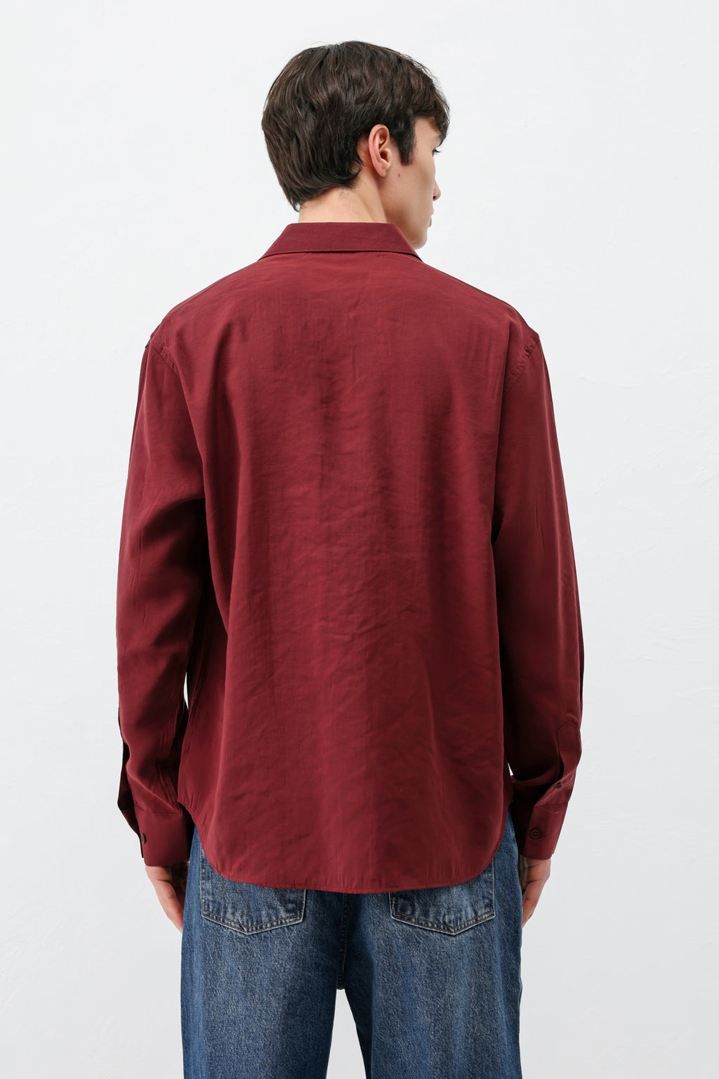 Modal Kumaş Oversize Gömlek Bordo