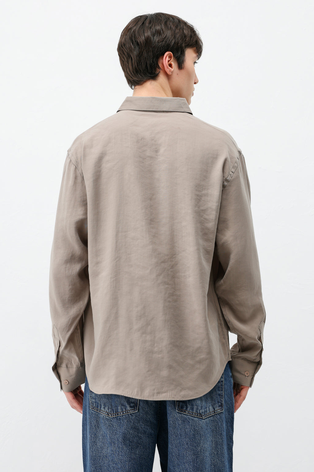 Modal Kumaş Oversize Gömlek Vizon