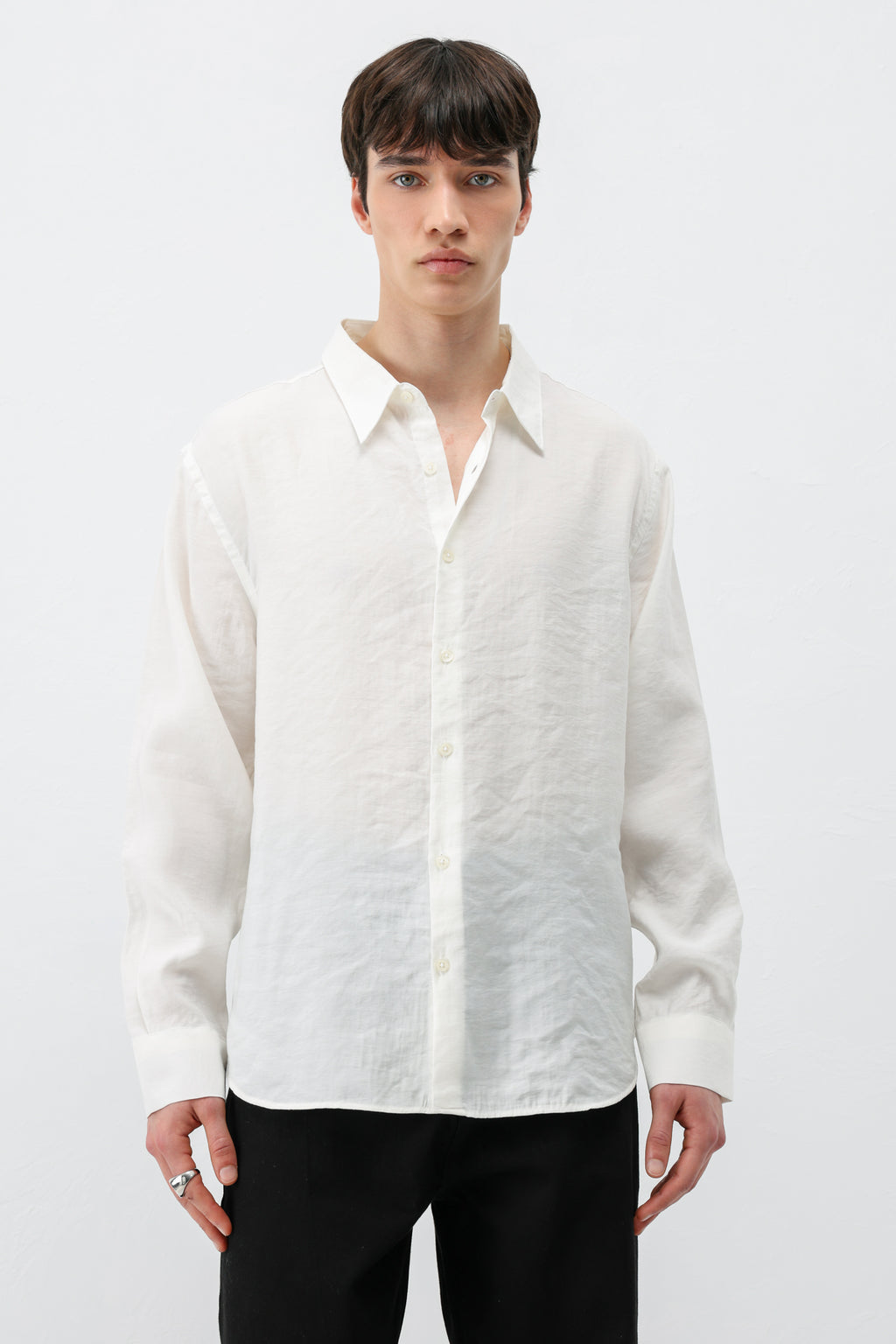 Modal Kumaş Oversize Gömlek Ekru