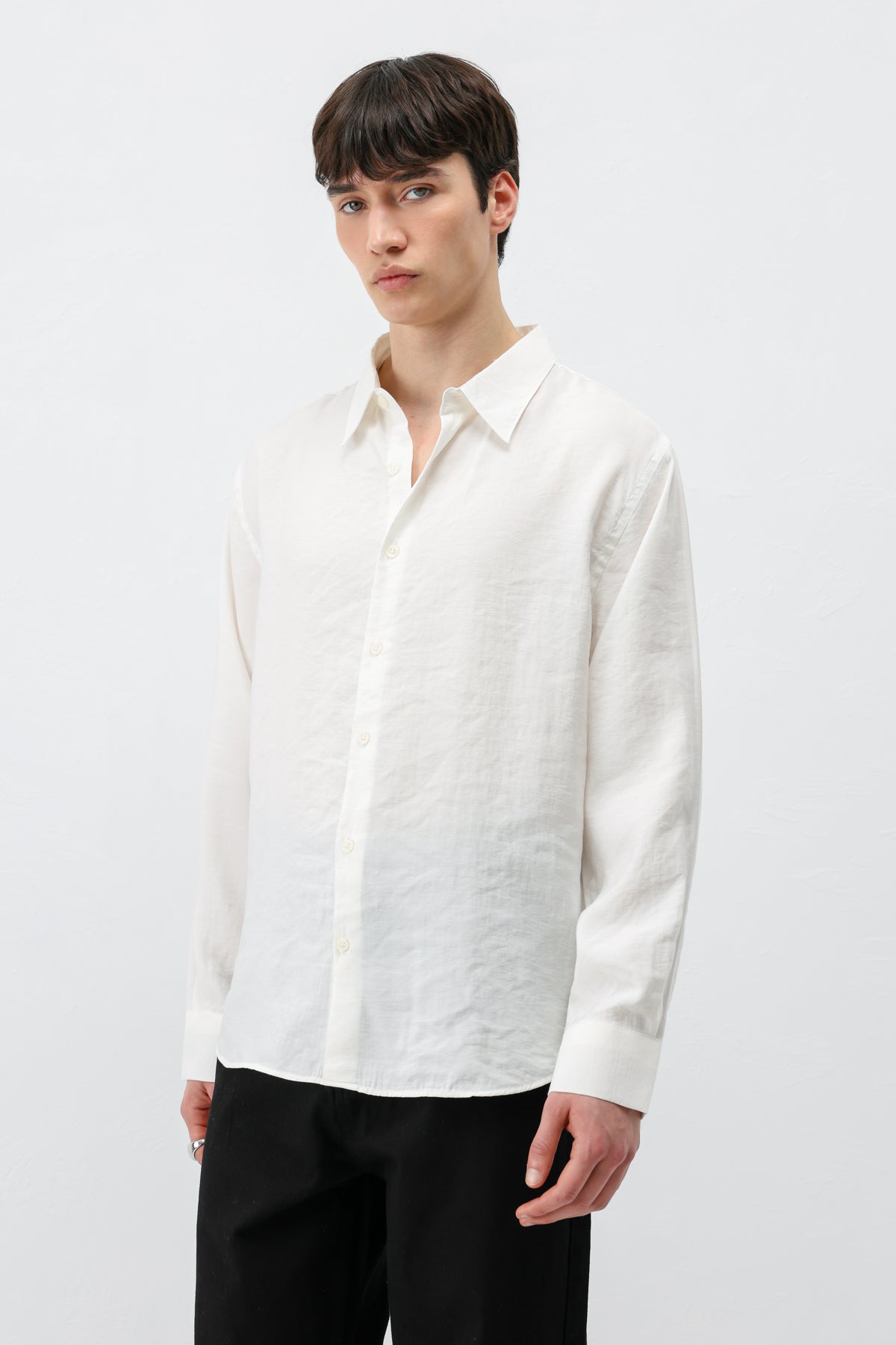 Modal Kumaş Oversize Gömlek Ekru