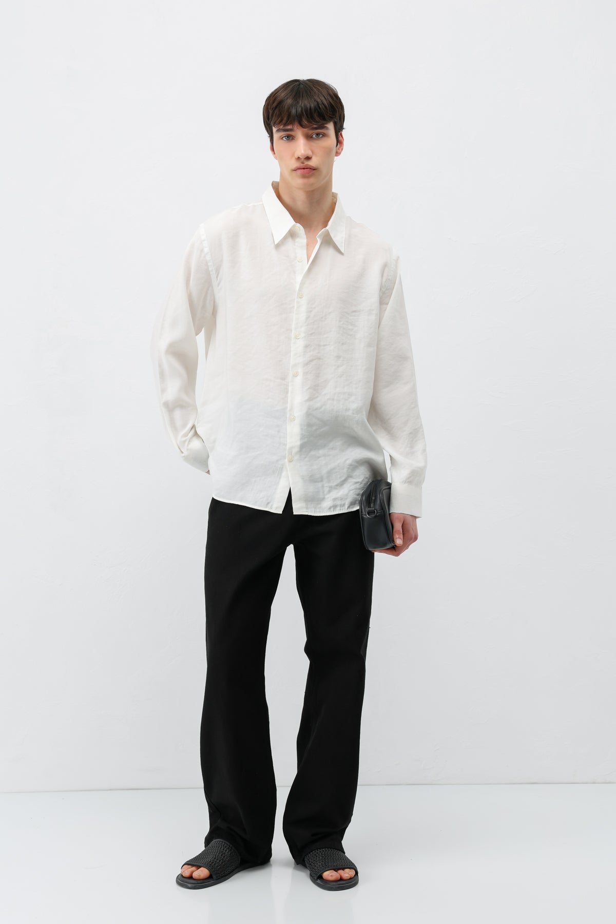 Modal Kumaş Oversize Gömlek Ekru