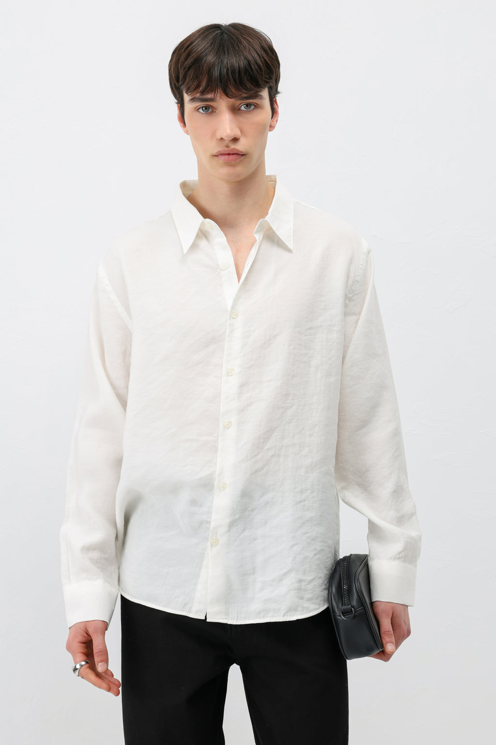 Modal Kumaş Oversize Gömlek Ekru