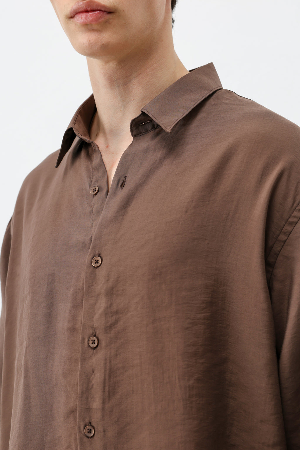 Modal Kumaş Oversize Gömlek Kahve