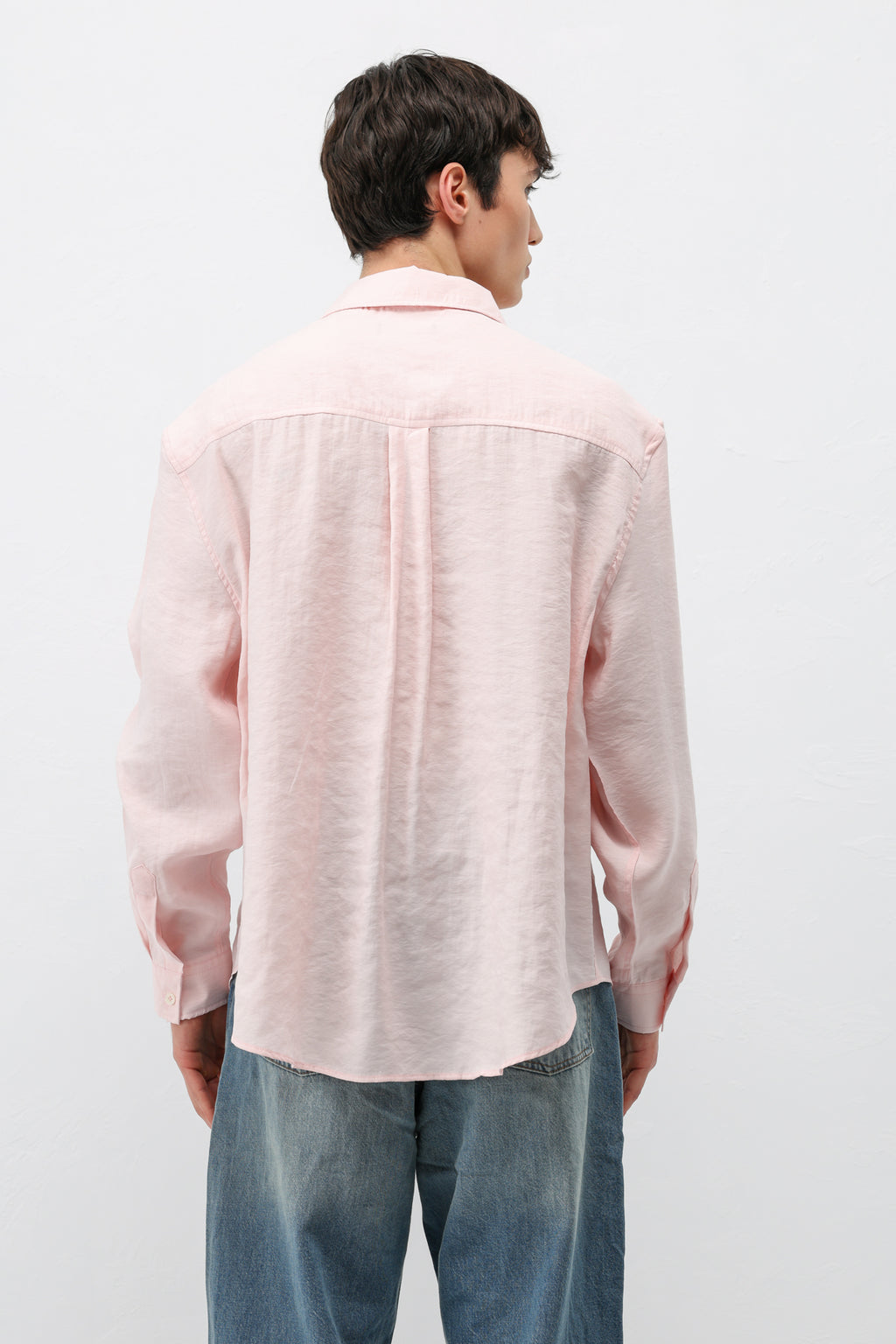Modal Kumaş Cepli Oversize Gömlek Pudra