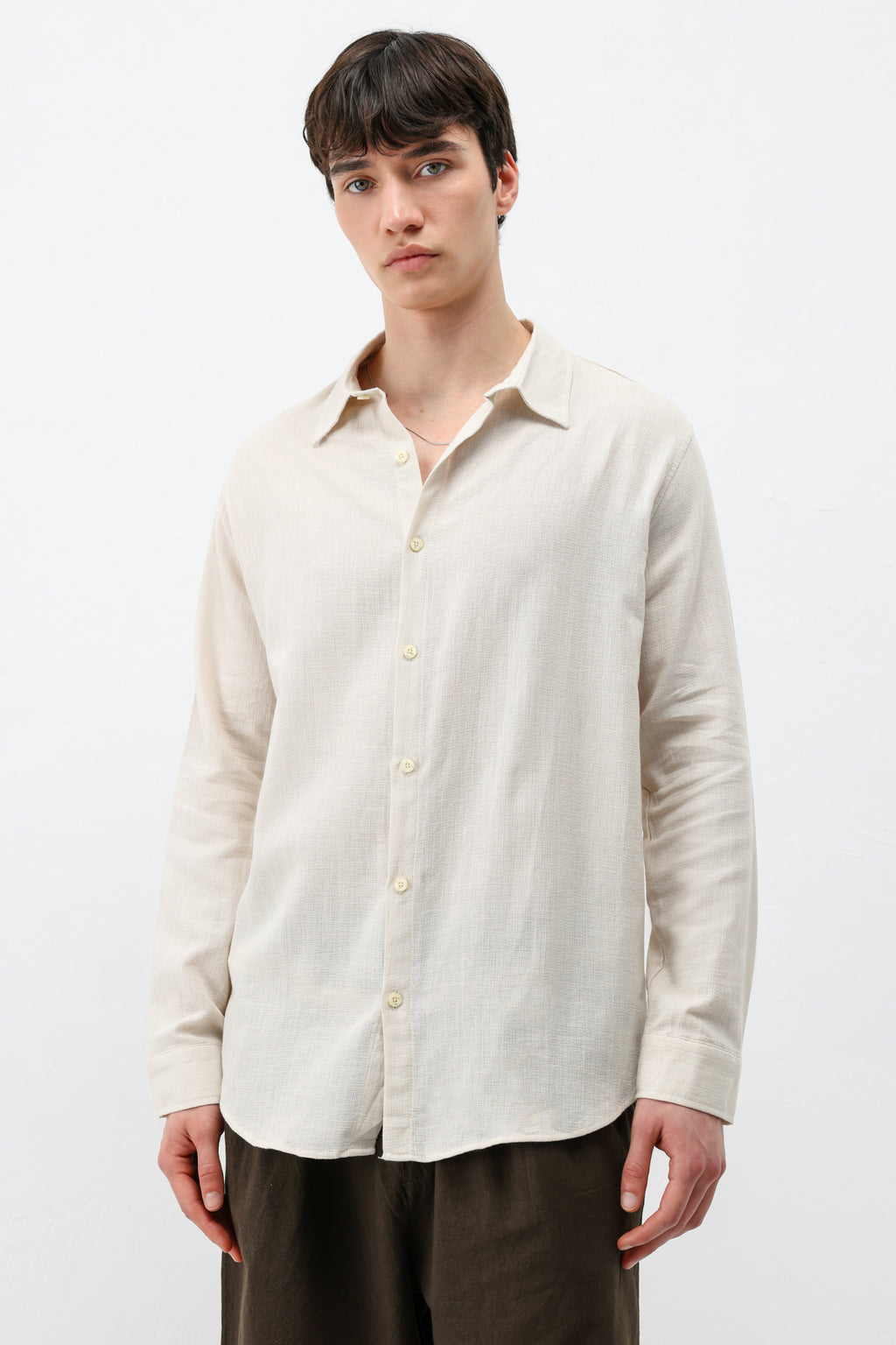 Basic Keten Oversize Gömlek Bej