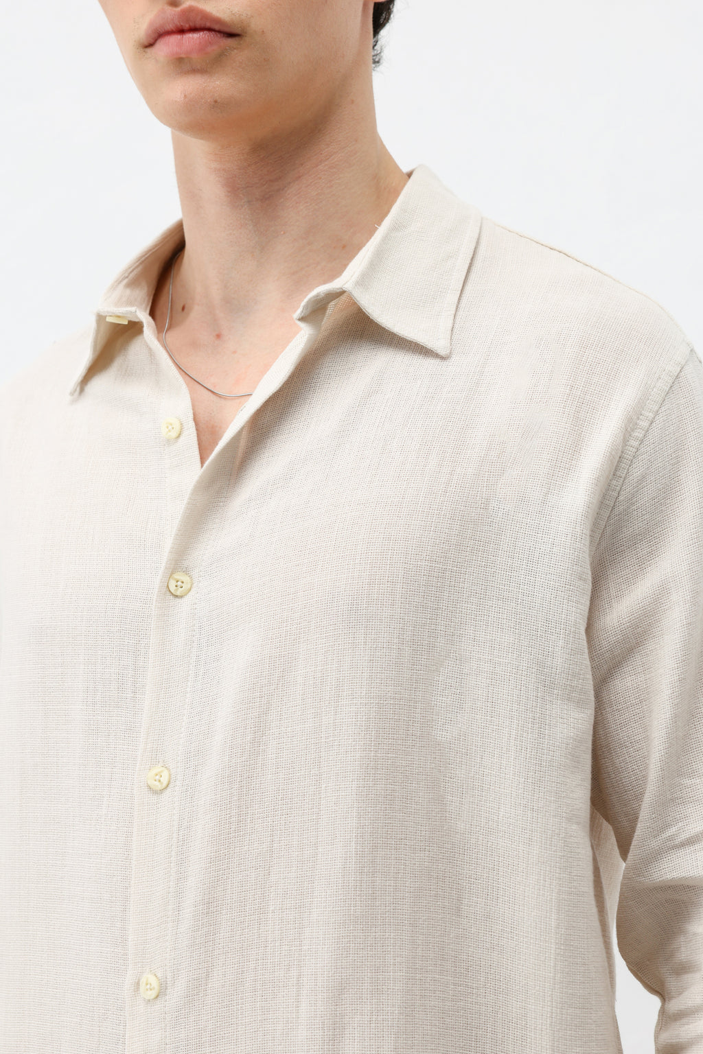 Basic Keten Oversize Gömlek Bej
