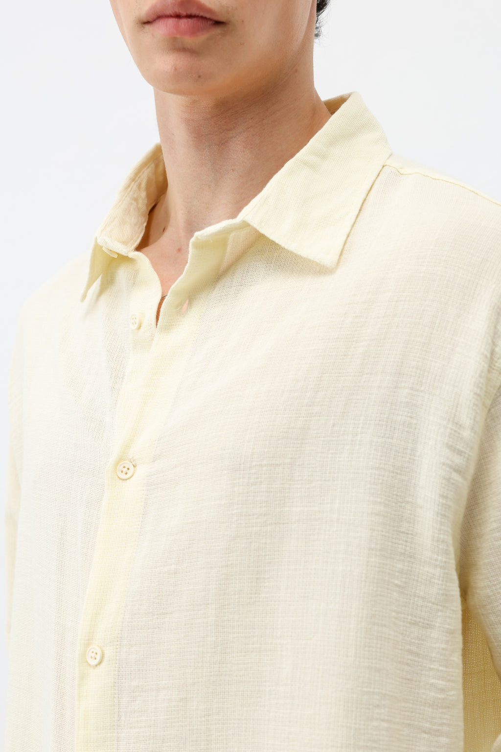 Basic Keten Oversize Gömlek Sarı