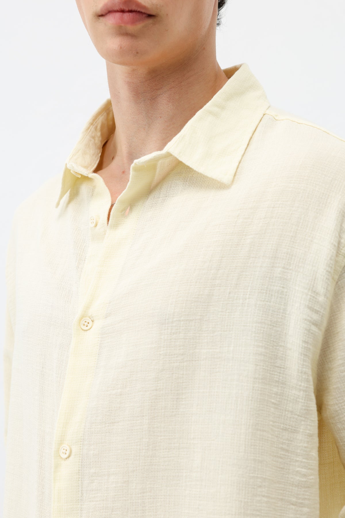 Basic Keten Oversize Gömlek Sarı