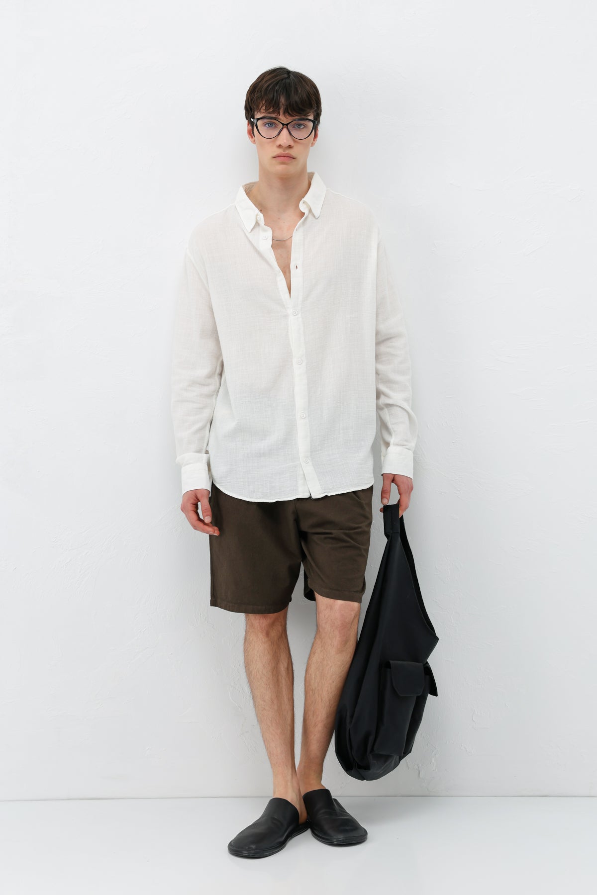 Basic Keten Oversize Gömlek Ekru
