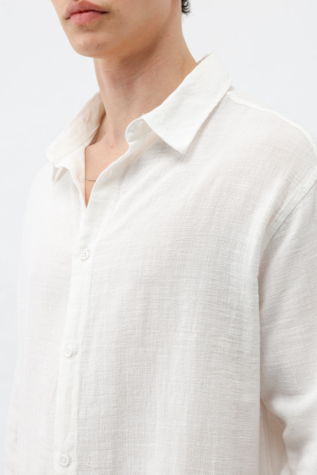 Basic Keten Oversize Gömlek Ekru