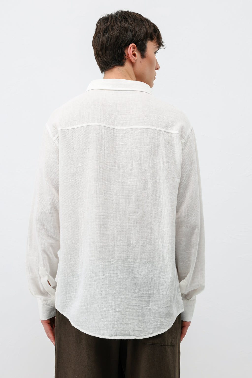 Basic Keten Oversize Gömlek Ekru
