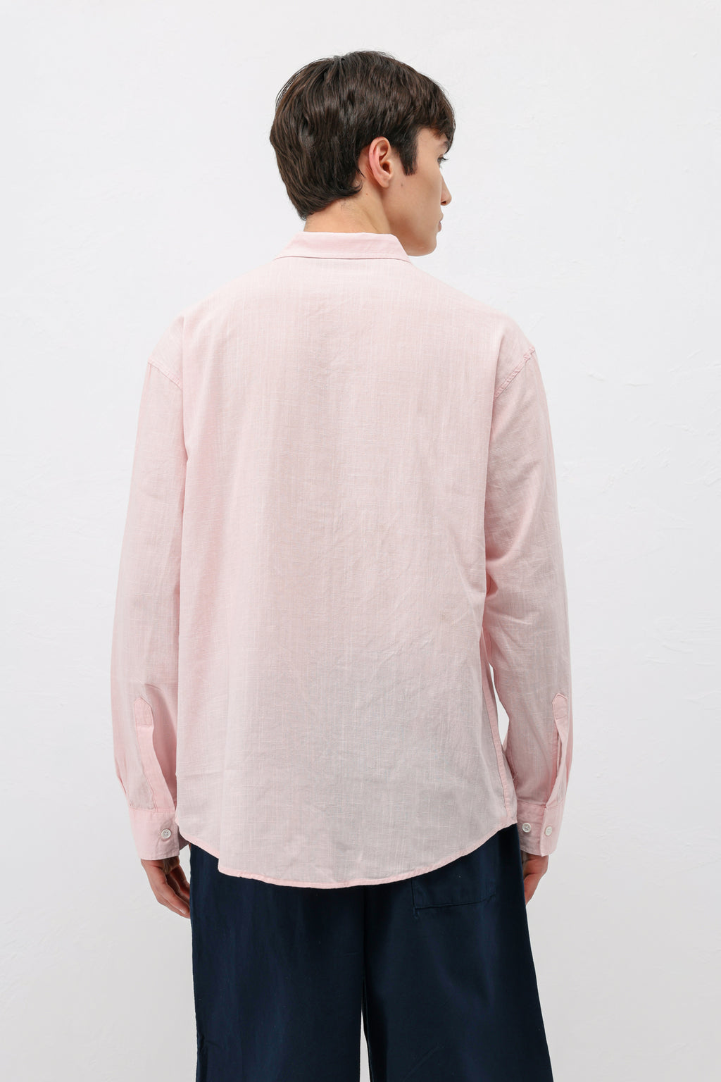 Basic Oversize Pamuk  Keten Gömlek Pembe