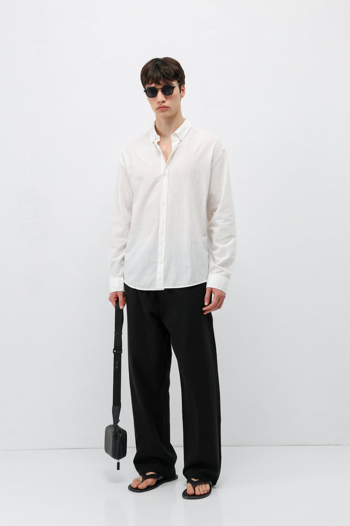Basic Oversize Pamuk  Keten Gömlek Ekru