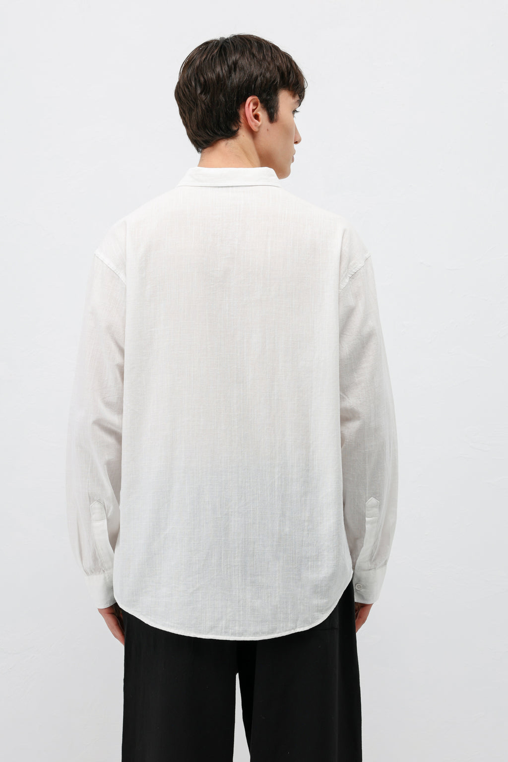 Basic Oversize Pamuk  Keten Gömlek Ekru