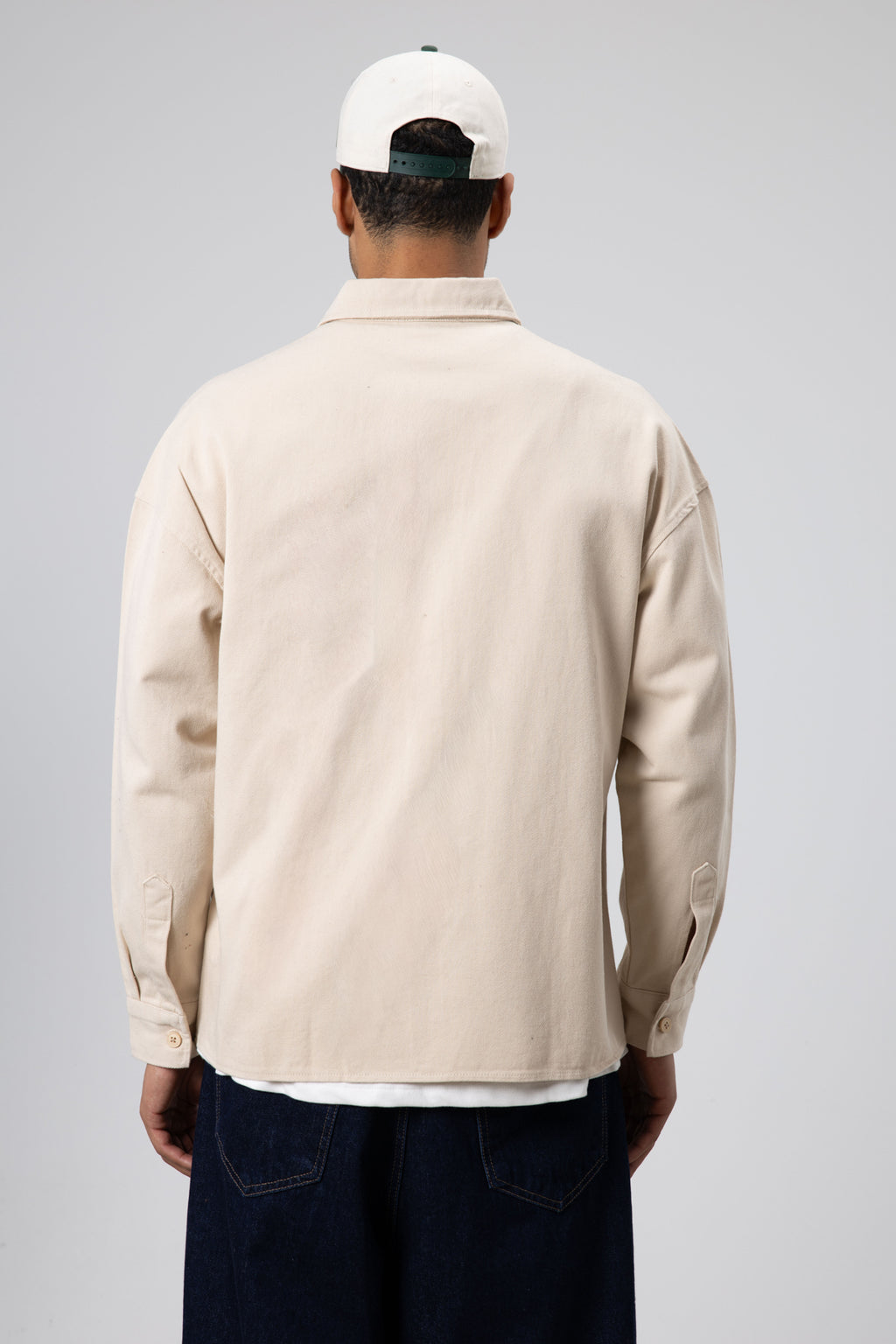 Oversize Gabardin Gömlek Ceket Bej