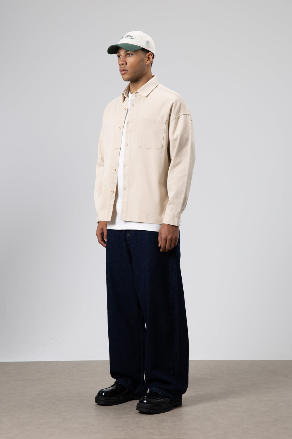 Oversize Gabardin Gömlek Ceket Bej
