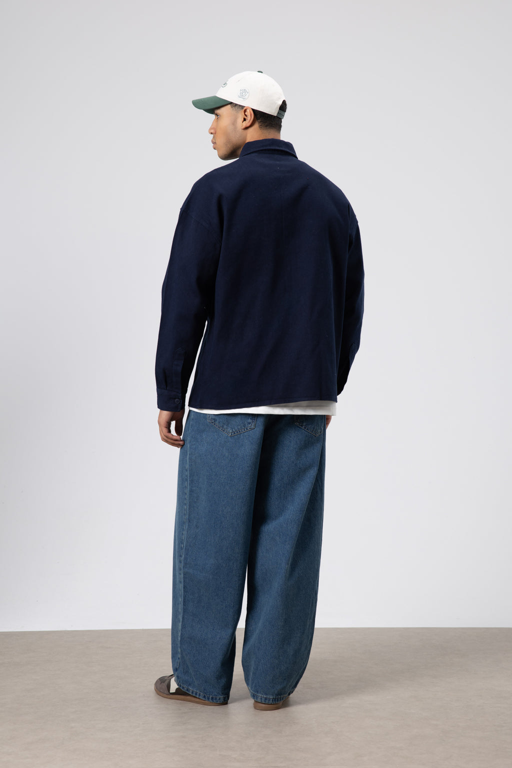 Oversize Gabardin Gömlek Ceket Lacivert