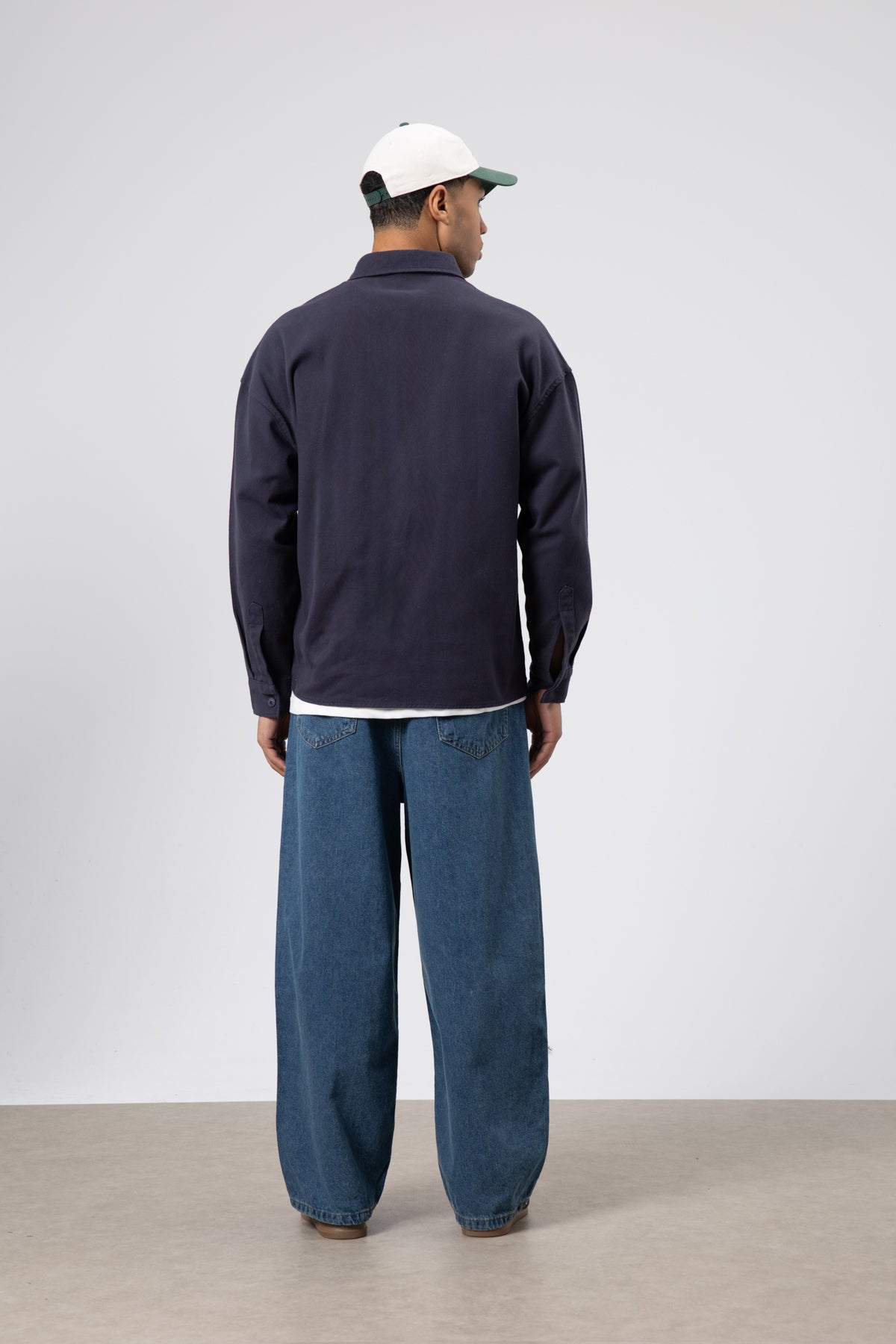 Oversize Gabardin Gömlek Ceket Füme