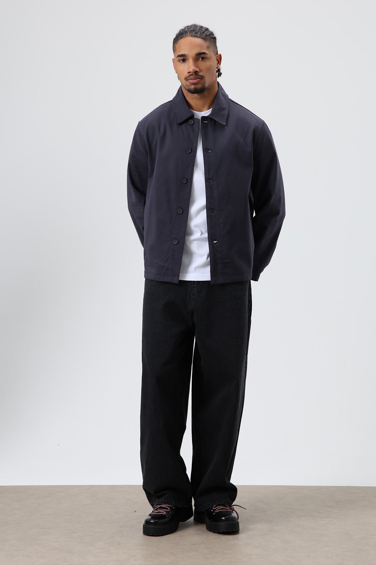 Boxy Fit Gabardin Ceket Füme