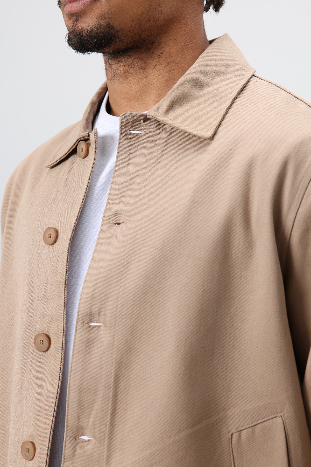 Boxy Fit Gabardin Ceket Vizon