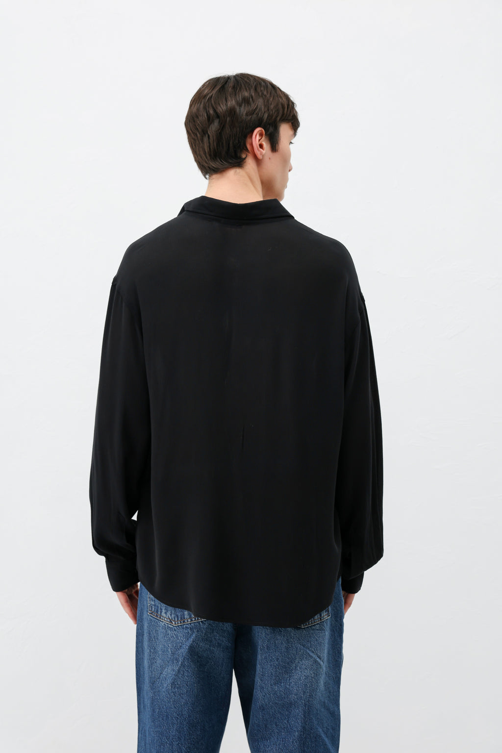 Hafif Dokulu Oversize Gömlek Siyah