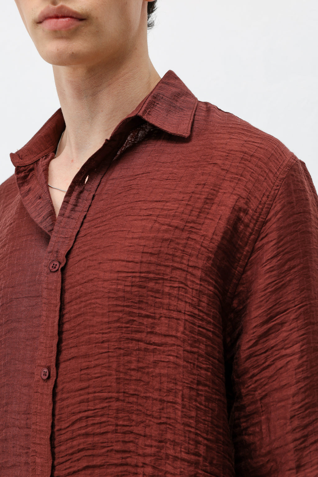 Dokulu Oversize Gömlek Bordo