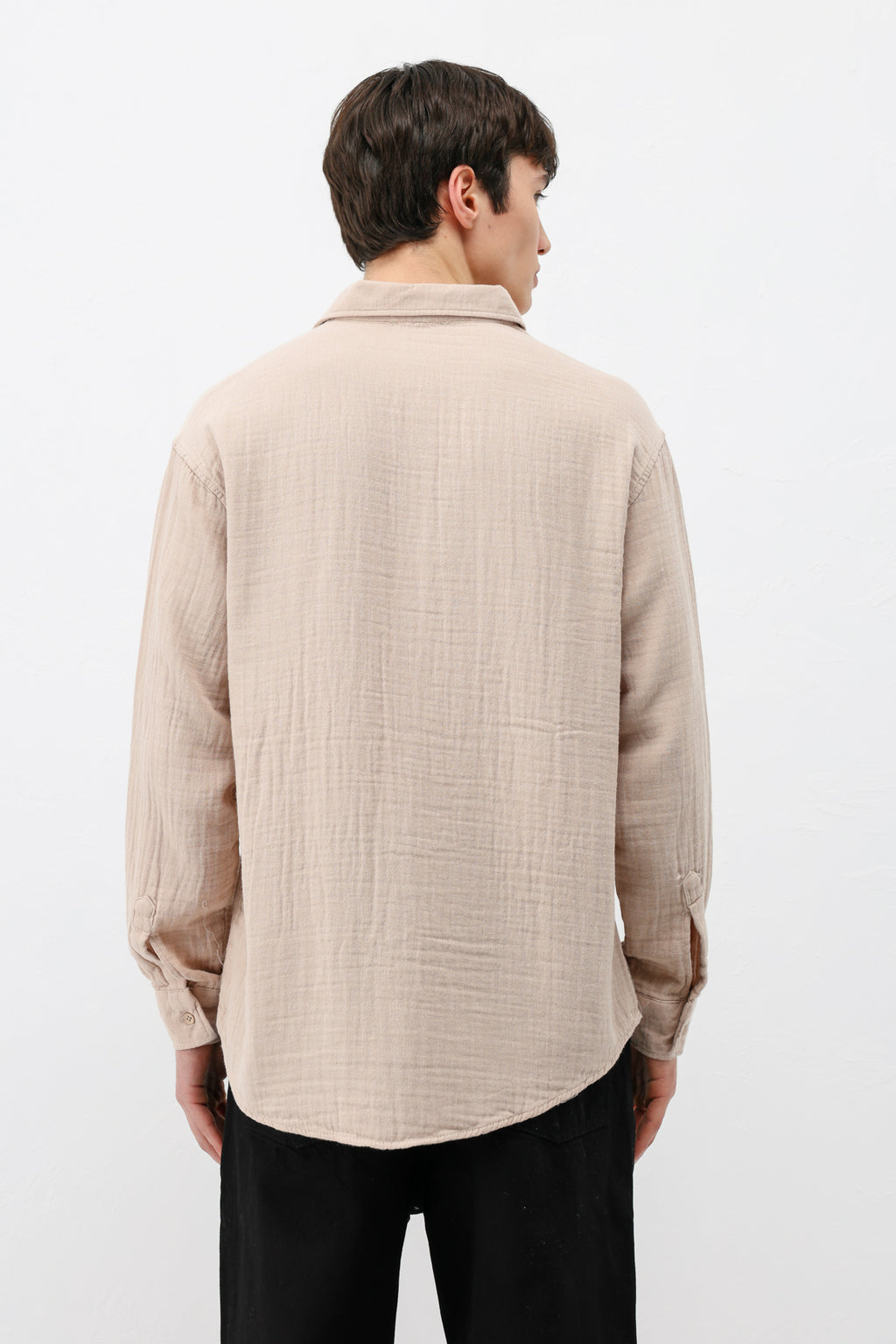 Müslin Kumaş Oversize Gömlek Bej