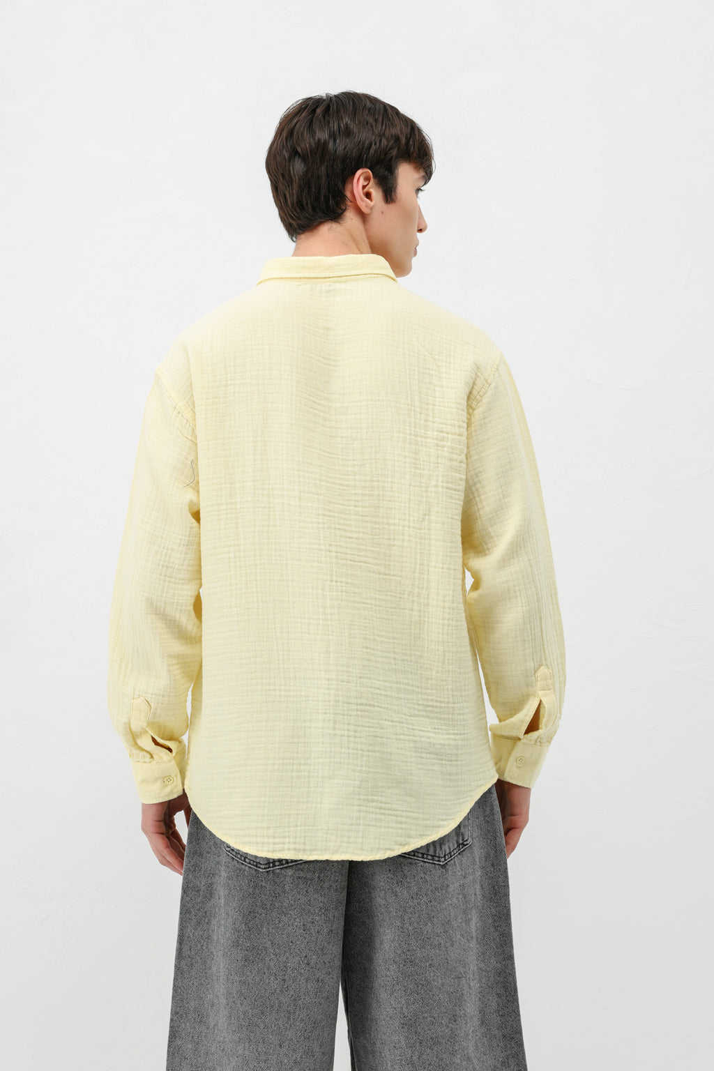 Müslin Kumaş Oversize Gömlek Sarı