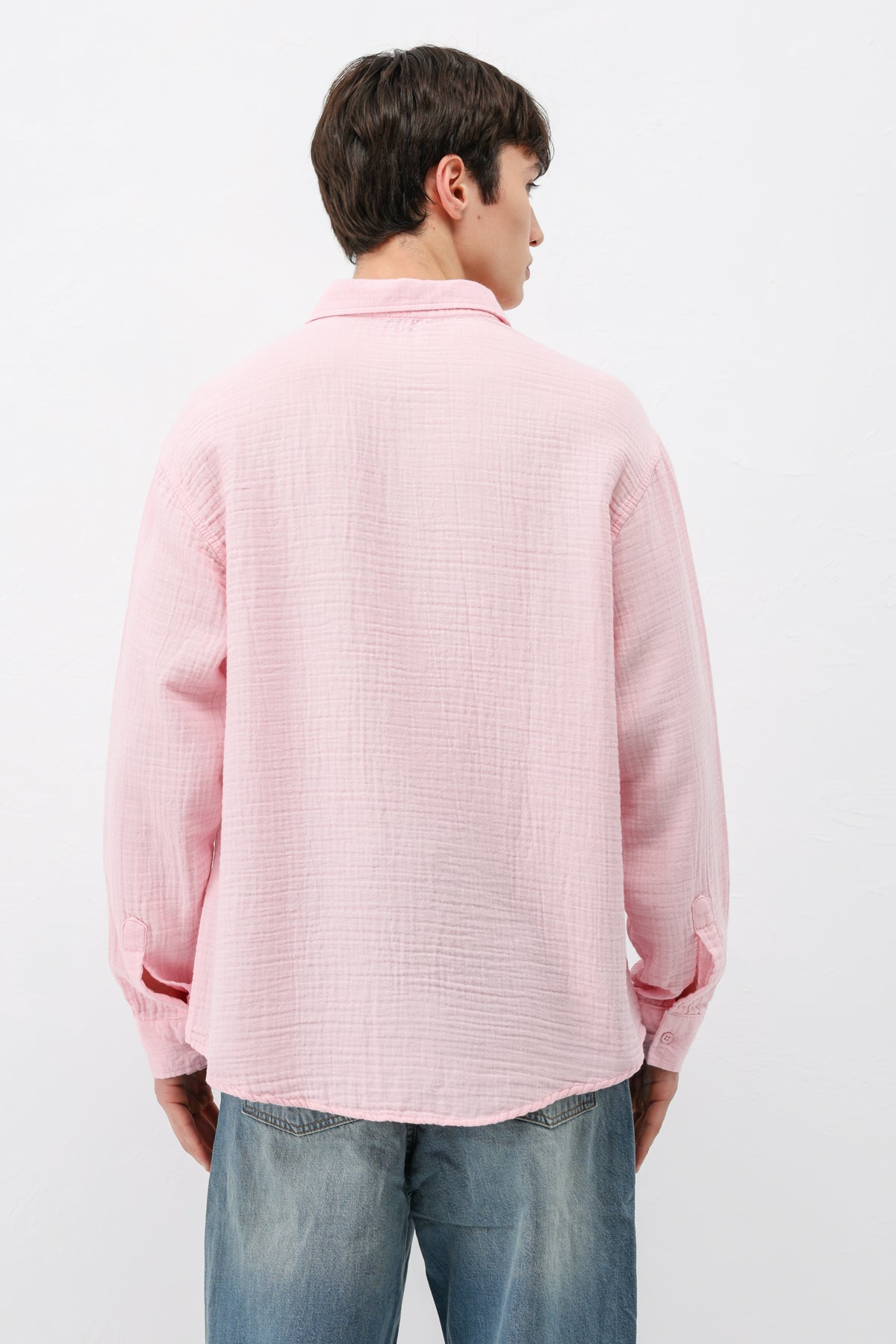 Müslin Kumaş Oversize Gömlek Pembe