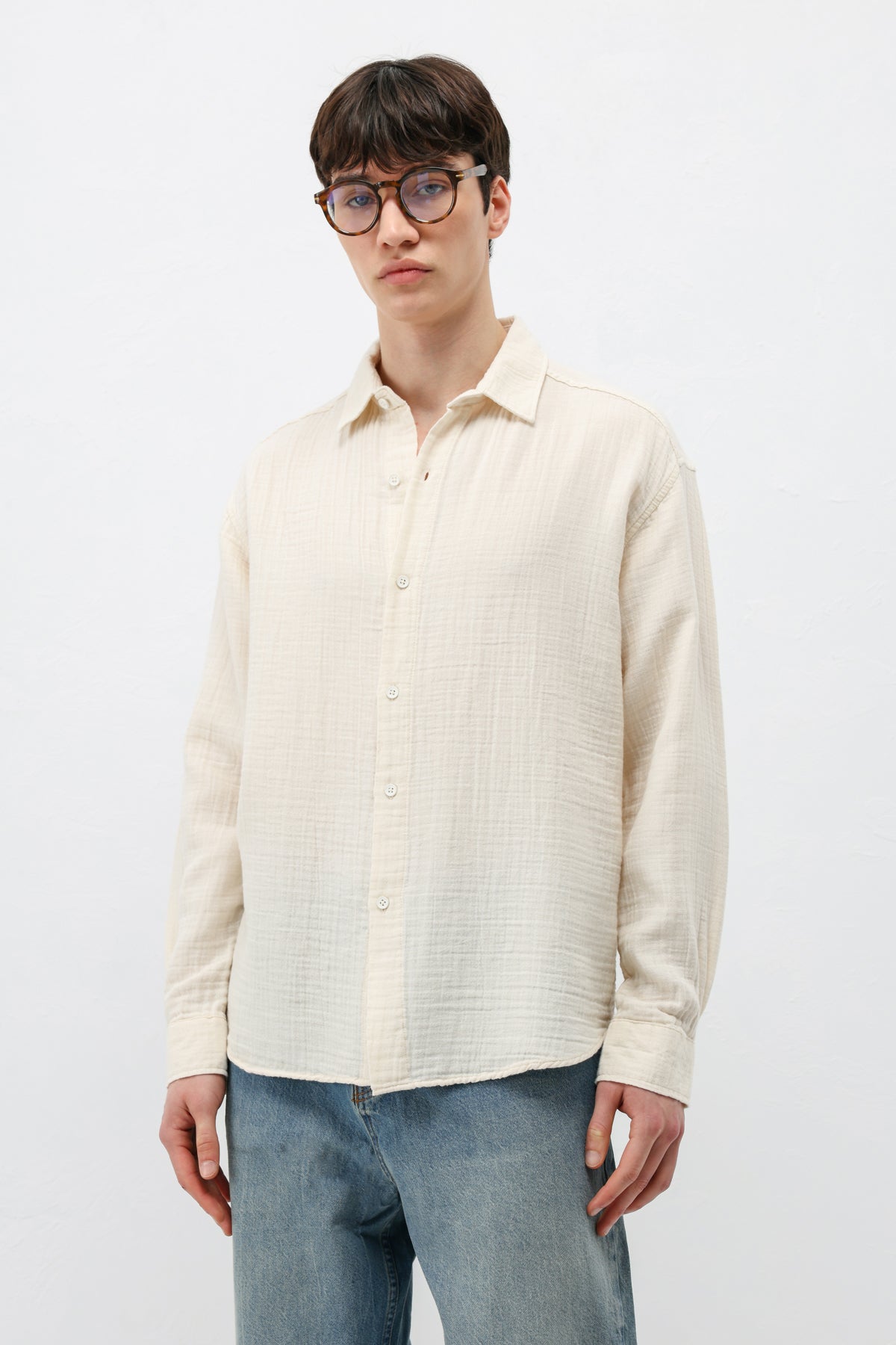 Müslin Kumaş Oversize Gömlek Natural