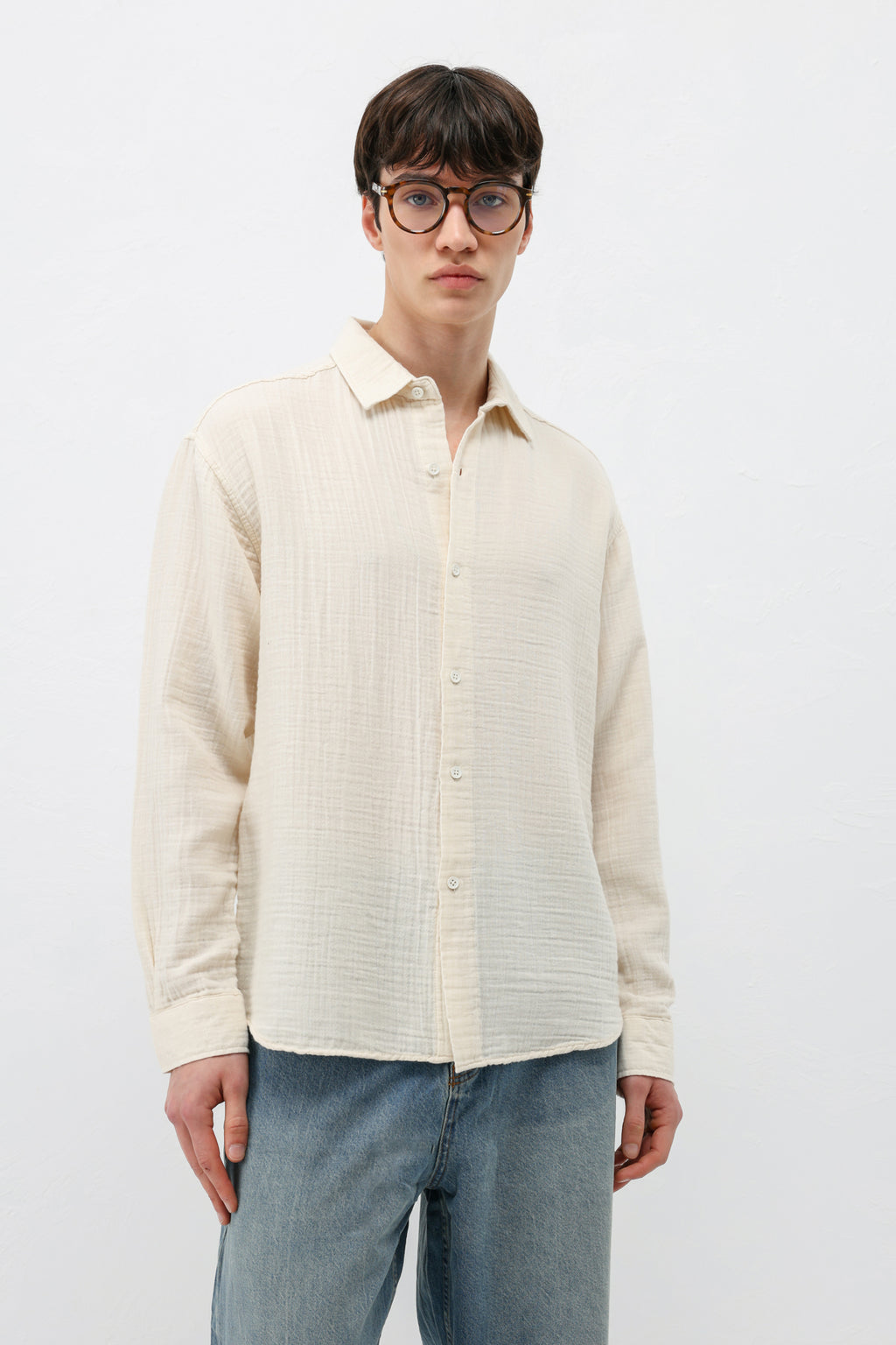 Müslin Kumaş Oversize Gömlek Natural