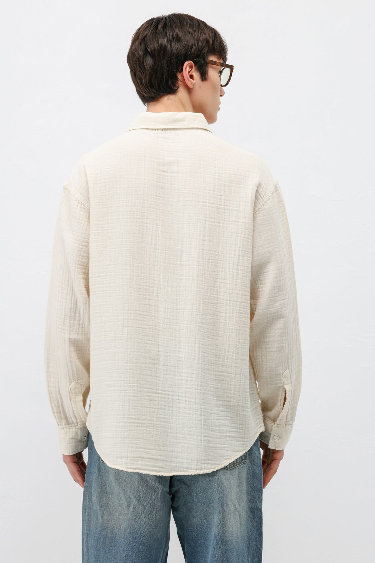 Müslin Kumaş Oversize Gömlek Natural
