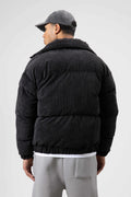 Oversize Kadife Şişme Mont Siyah