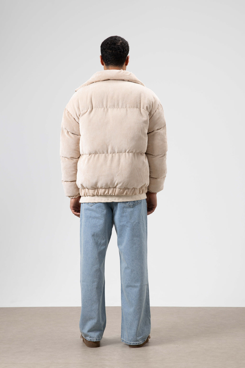 Oversize Kadife Şişme Mont Taş
