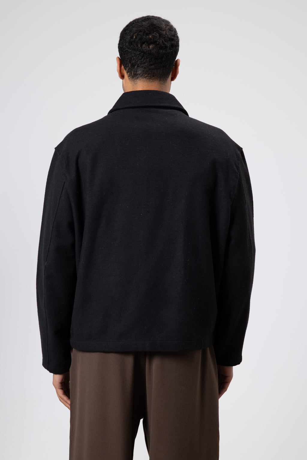 Oversize Fermuarlı Kaşe Ceket Siyah