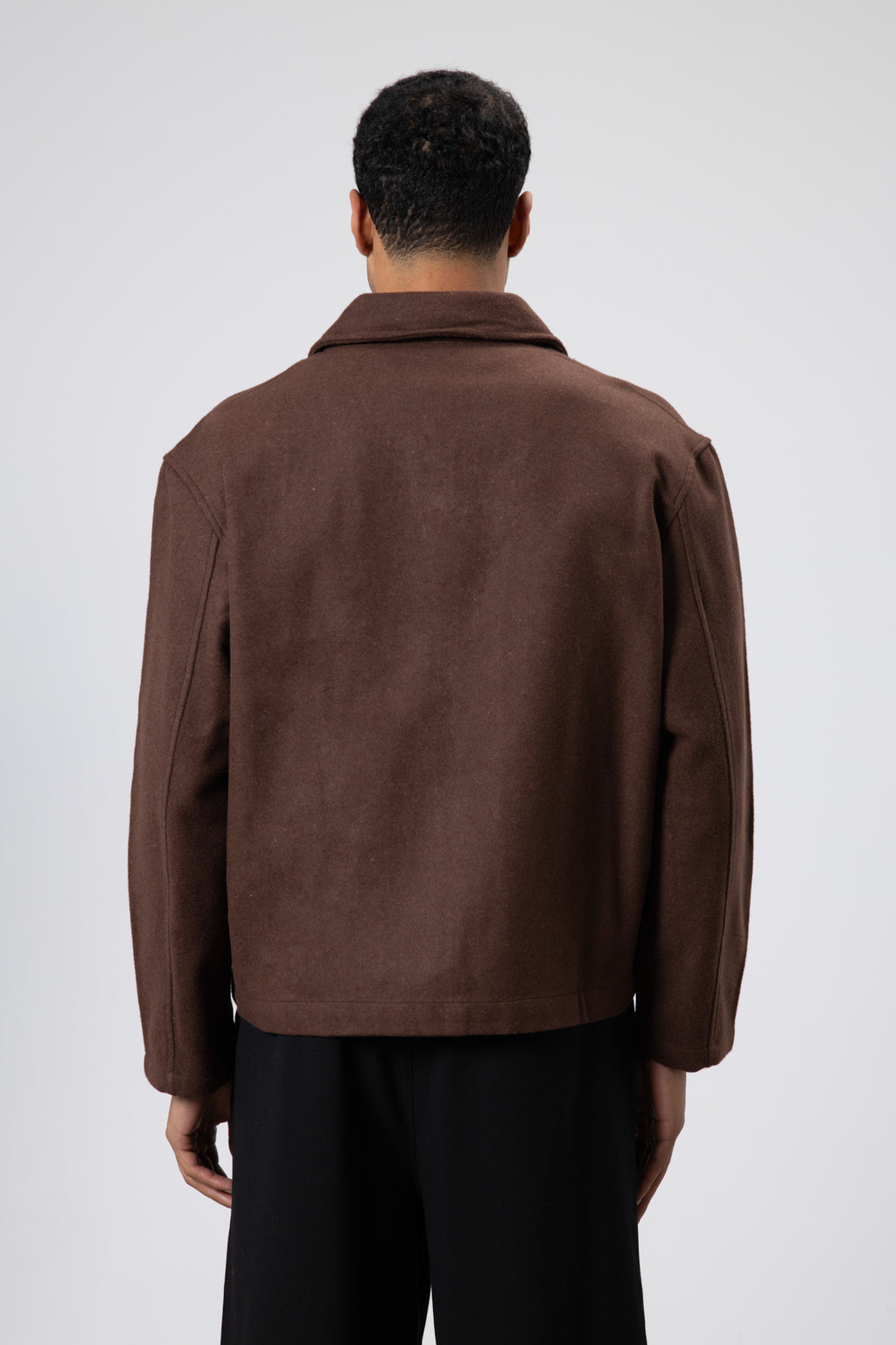 Oversize Fermuarlı Kaşe Ceket Kahve