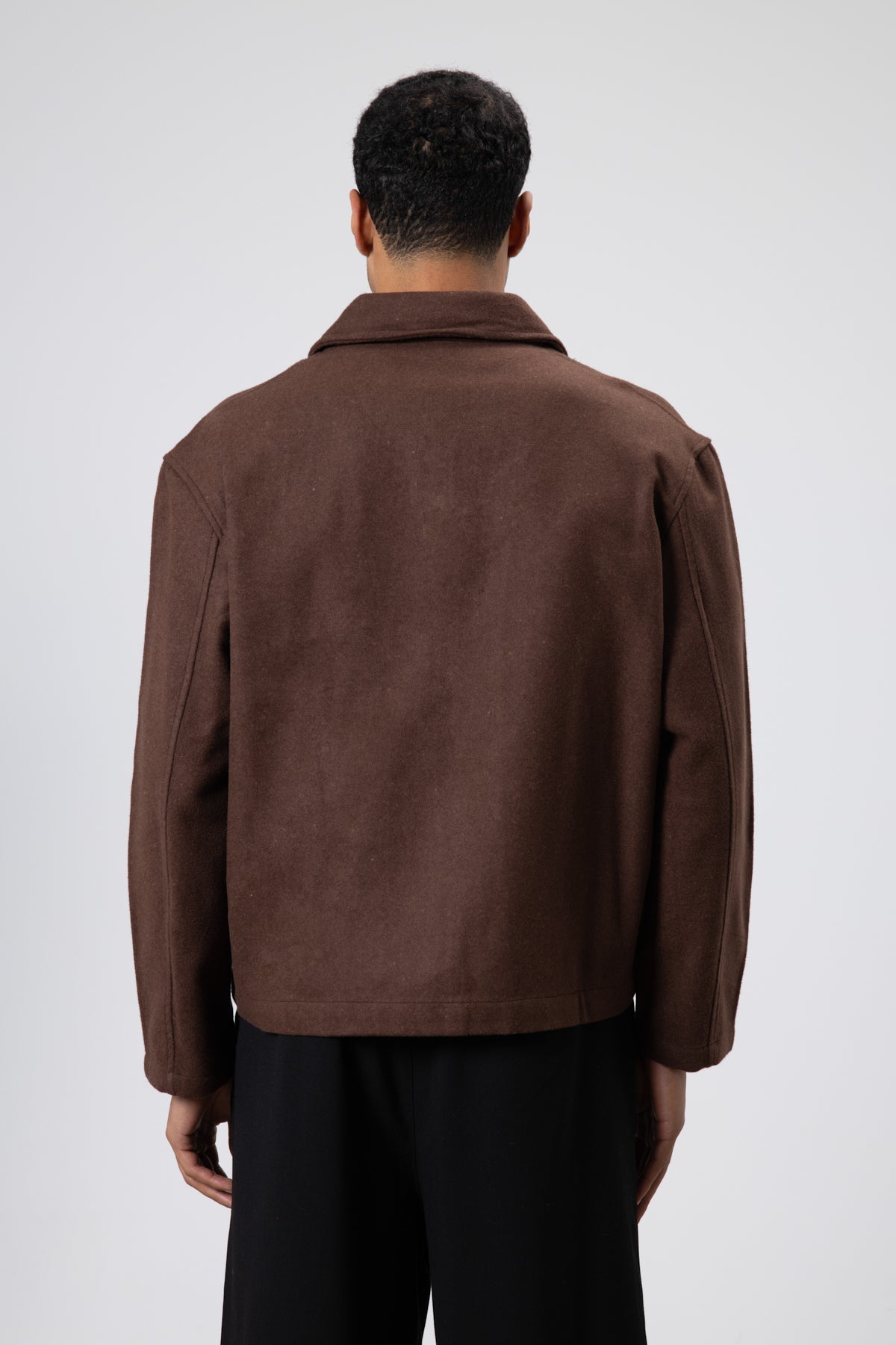 Oversize Fermuarlı Kaşe Ceket Kahve