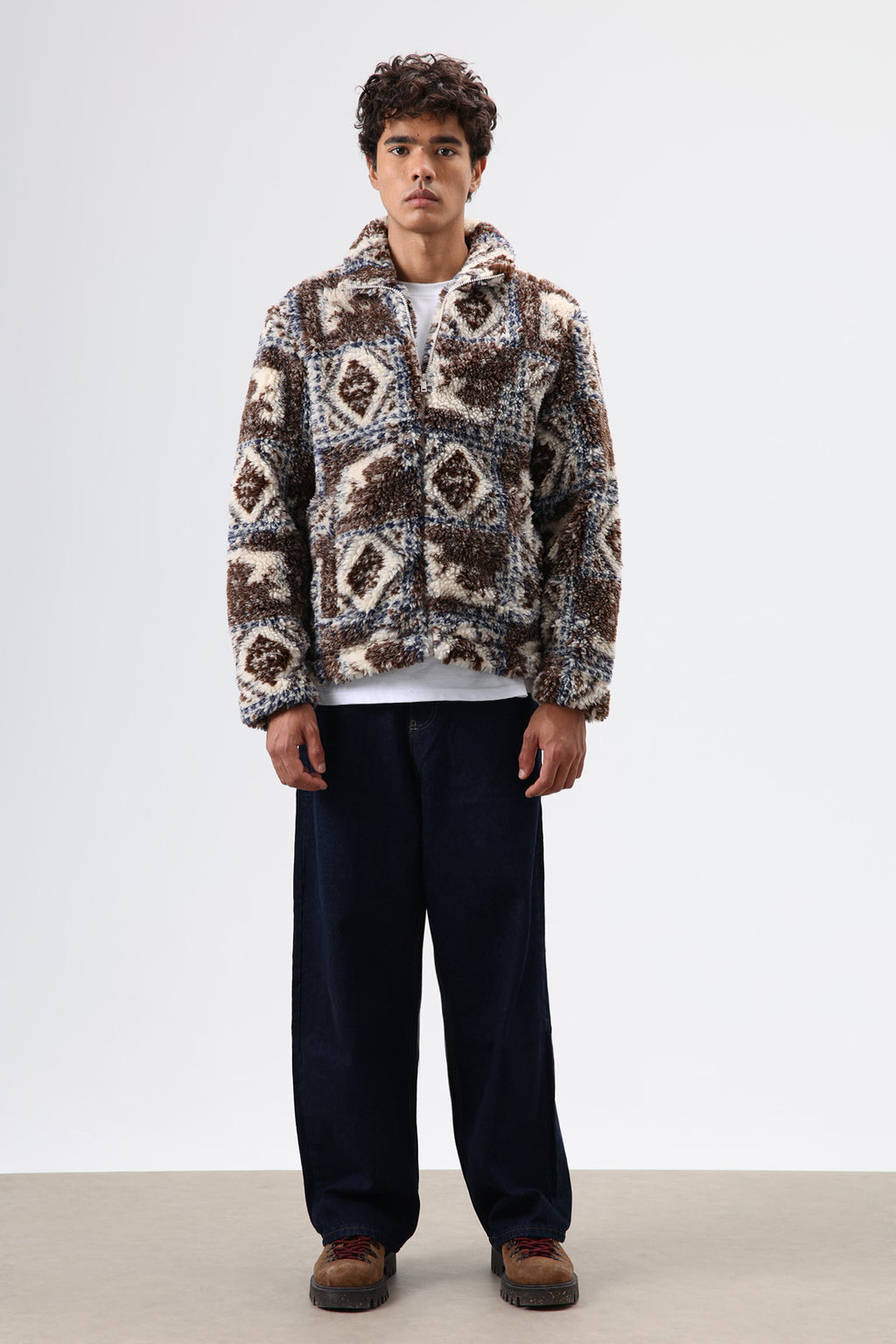 Oversize Peluş Mont Kahve