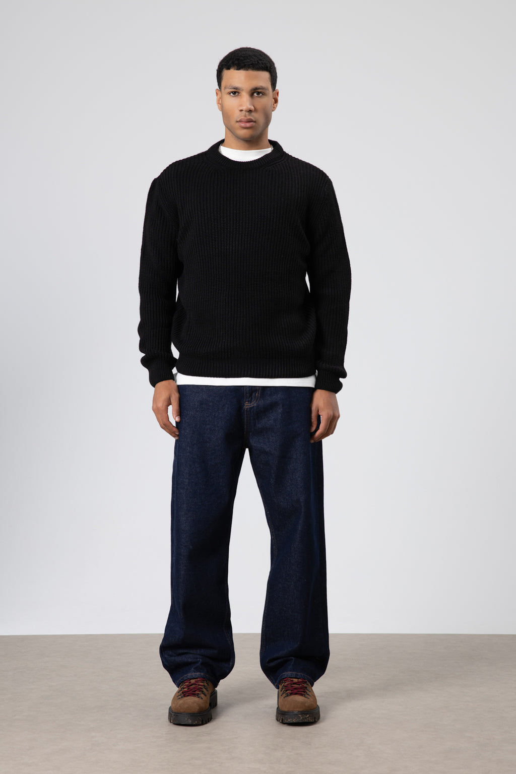 Bisiklet Yaka Oversize Triko Kazak Siyah
