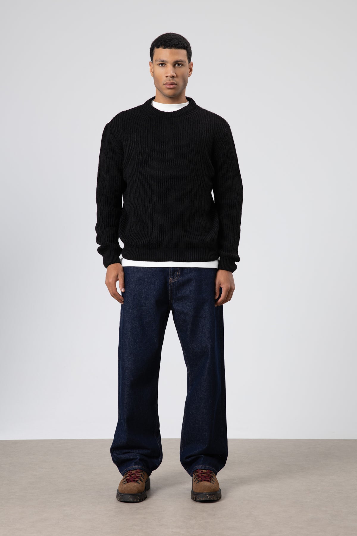Bisiklet Yaka Oversize Triko Kazak Siyah