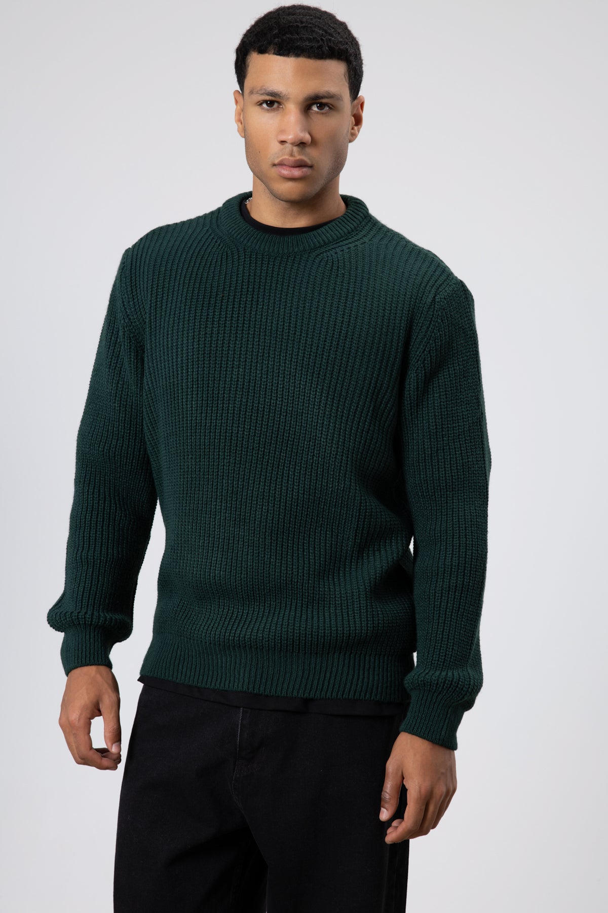 Bisiklet Yaka Oversize Triko Kazak Nefti