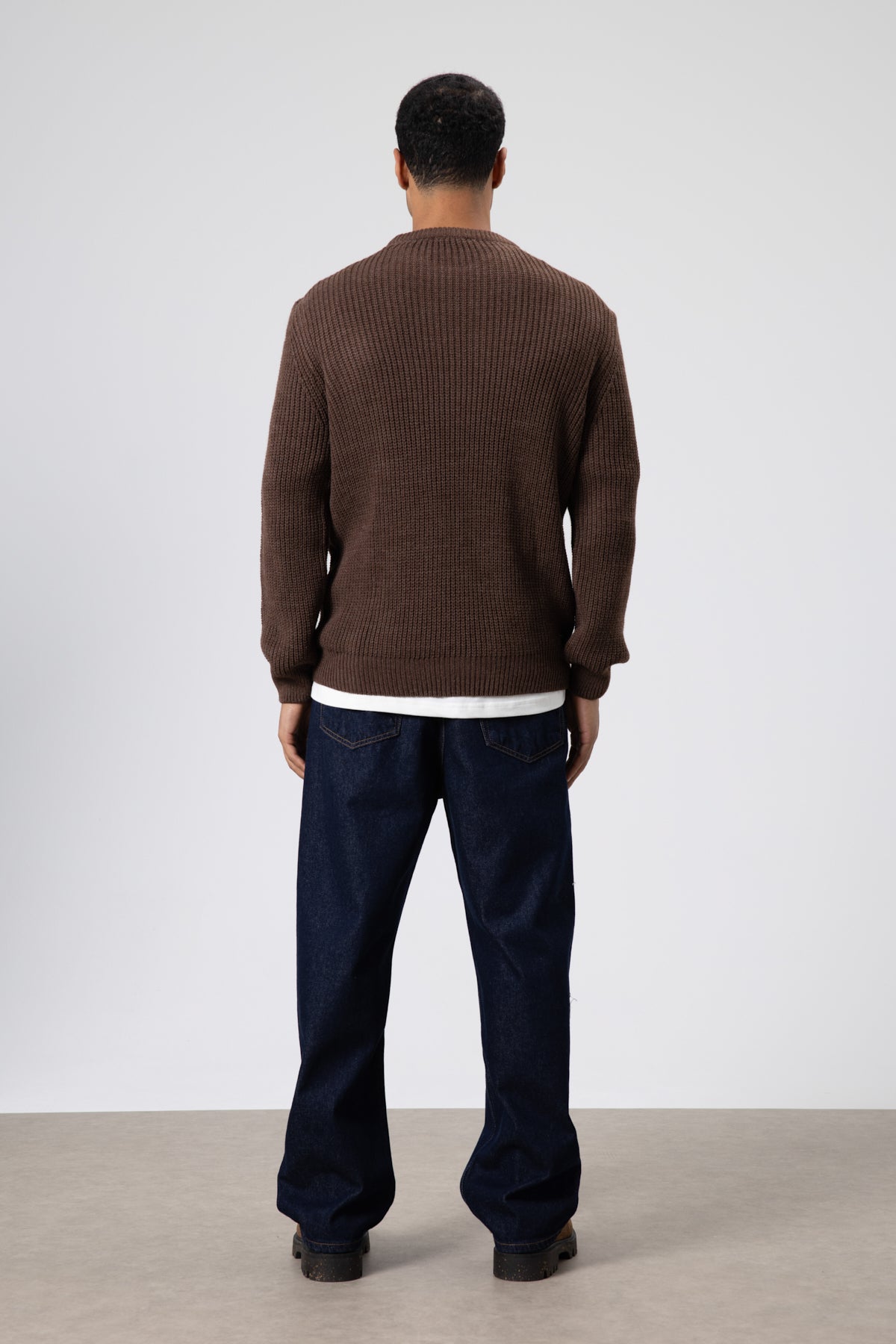 Bisiklet Yaka Oversize Triko Kazak Vizon