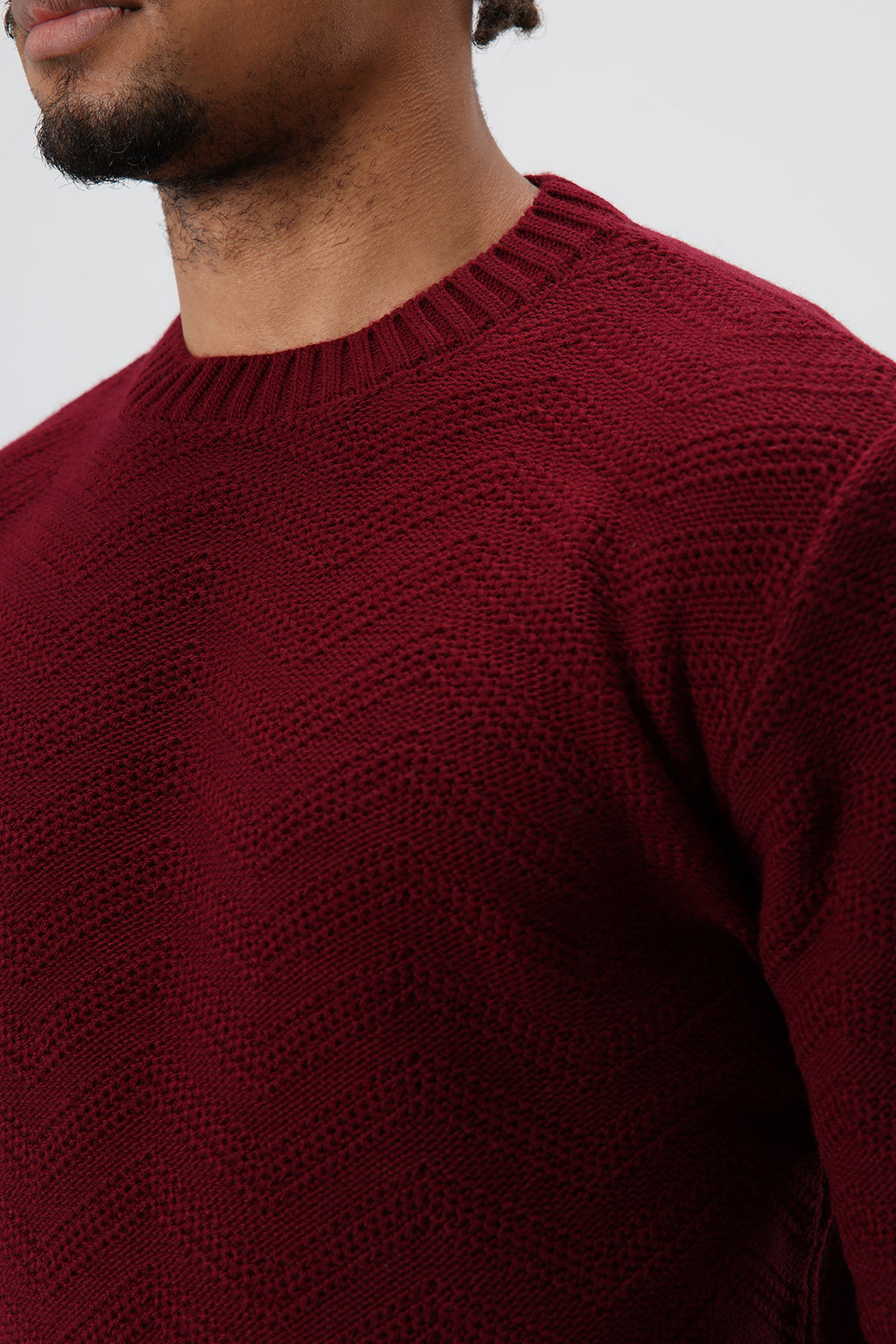 Bisiklet Yaka Oversize Triko Kazak Bordo