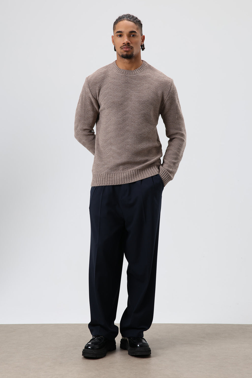 Bisiklet Yaka Oversize Triko Kazak Vizon