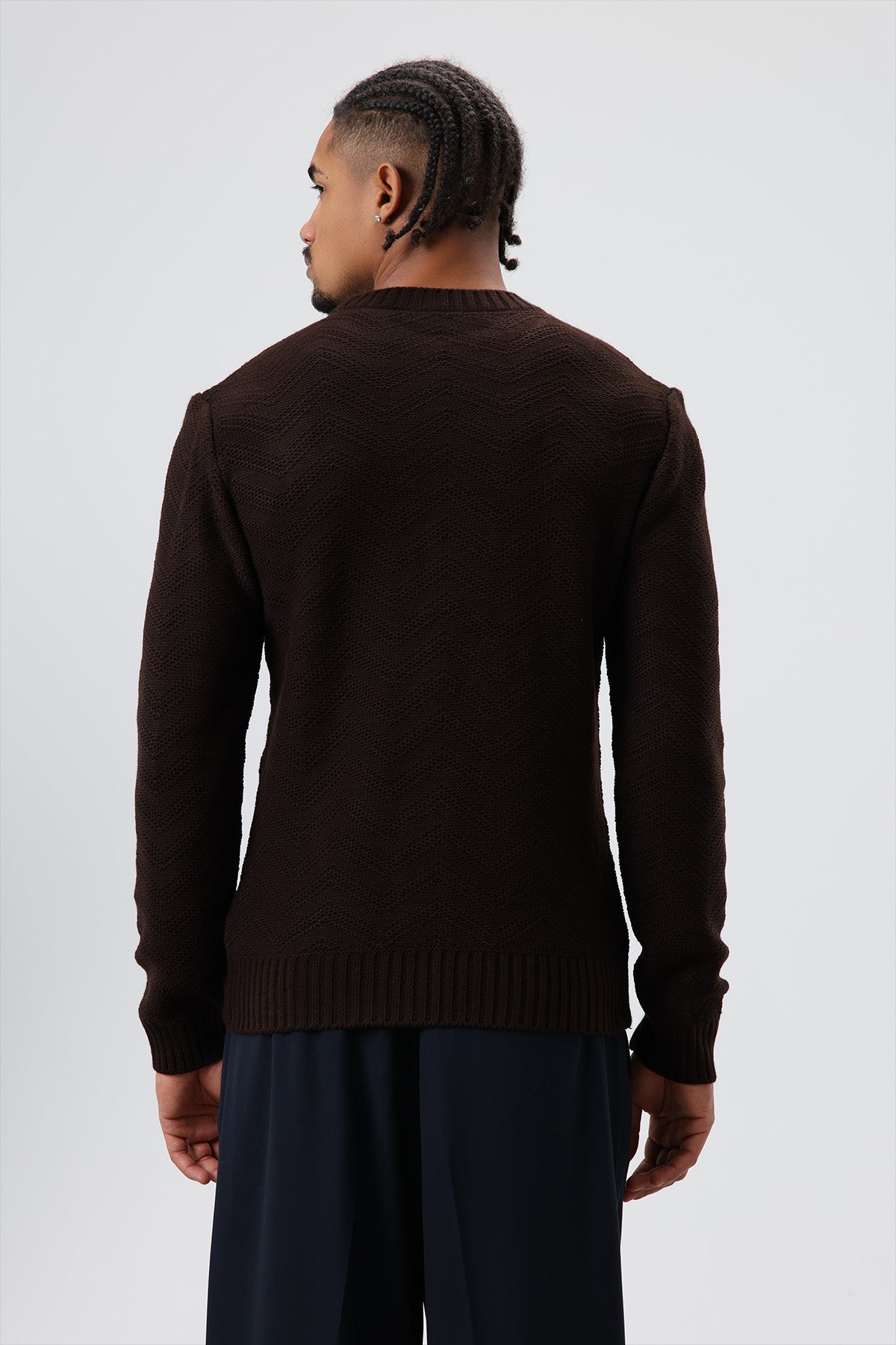 Bisiklet Yaka Oversize Triko Kazak Kahve
