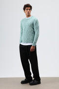 Oversize Desenli Triko Kazak Mint