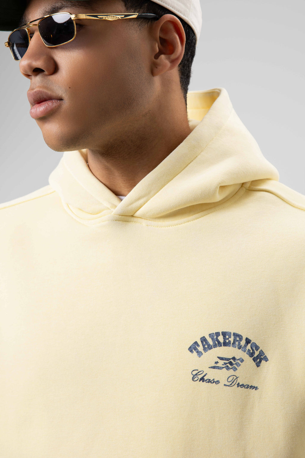 Oversize Yıkamalı Boxy Fit Kapüşonlu Sweatshirt Sarı